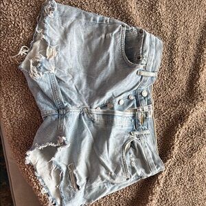 Agolde Blue Distressed High-Waisted Micah Jean Shorts